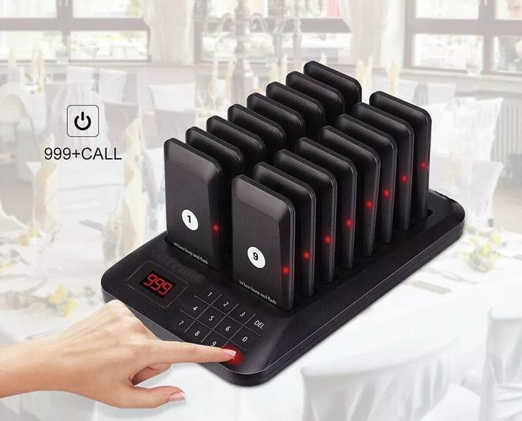 Бездротова система комплект самообслуговування Chocolate new FR-911S + 16 гостьових пейджерів FR-911S фото